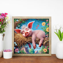 Load image into Gallery viewer, Diamond Painting - Partial Special Shaped - Funny Pink Pig (30*30CM)