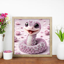 Load image into Gallery viewer, Diamond Painting - Partial Special Shaped - Funny Pink Snake (30*30CM)