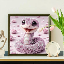 Load image into Gallery viewer, Diamond Painting - Partial Special Shaped - Funny Pink Snake (30*30CM)