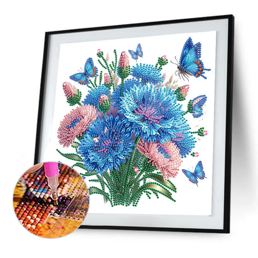 Diamond Painting - Partial Special Shaped - Flowers And Butterflies (30*30CM)