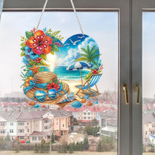 Load image into Gallery viewer, Summer Seaside Love 2D Flat DIY Diamond Art Pendant Window Hanging Art