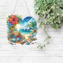 Load image into Gallery viewer, Summer Seaside Love 2D Flat DIY Diamond Art Pendant Window Hanging Art
