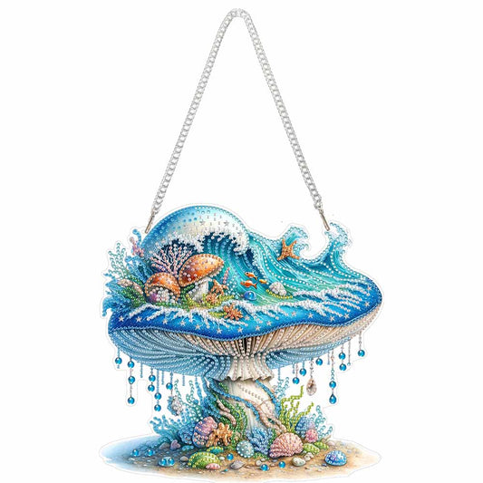 Seaside Mushroom 2D Flat DIY Diamond Art Pendant Window Hanging Art for Home