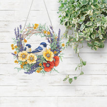Load image into Gallery viewer, Flowers Birds 2D Flat DIY Diamond Art Pendant Window Hanging Art for Home Decor
