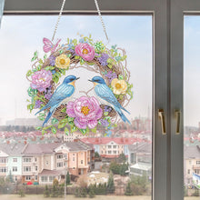 Load image into Gallery viewer, Flowers Birds 2D Flat DIY Diamond Art Pendant Window Hanging Art for Home Decor