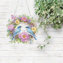 Load image into Gallery viewer, Flowers Birds 2D Flat DIY Diamond Art Pendant Window Hanging Art for Home Decor