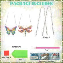 Load image into Gallery viewer, 2pcs 2D Flat DIY Diamond Art Pendant Diamond Painting Set (Butterfly DragonflyA)