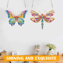 Load image into Gallery viewer, 2pcs 2D Flat DIY Diamond Art Pendant Diamond Painting Set (Butterfly DragonflyA)