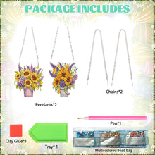 Load image into Gallery viewer, 2pcs 2D Flat DIY Diamond Art Pendant Diamond Painting Set (Lavender Sunflower)