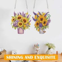 Load image into Gallery viewer, 2pcs 2D Flat DIY Diamond Art Pendant Diamond Painting Set (Lavender Sunflower)