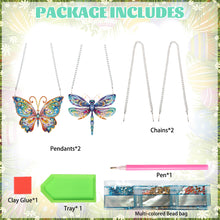Load image into Gallery viewer, 2pcs 2D Flat DIY Diamond Art Pendant Diamond Painting Set (Butterfly DragonflyB)