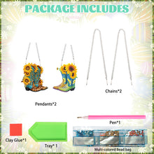 Load image into Gallery viewer, 2pcs 2D Flat DIY Diamond Art Pendant Diamond Painting Set (Boots Sunflower)