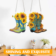 Load image into Gallery viewer, 2pcs 2D Flat DIY Diamond Art Pendant Diamond Painting Set (Boots Sunflower)