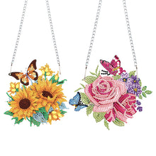 Load image into Gallery viewer, 2pcs 2D Flat DIY Diamond Art Pendant Diamond Painting Set (Flower Butterfly)