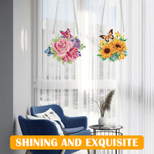 Load image into Gallery viewer, 2pcs 2D Flat DIY Diamond Art Pendant Diamond Painting Set (Flower Butterfly)