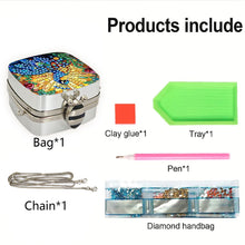 Load image into Gallery viewer, Peacock Diamond Painting Mirror Bag Rhinestone Jewelry Box for Women (Silver)