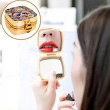 Load image into Gallery viewer, Owl Diamond Painting Mirror Bag Rhinestone Jewelry Box for Women (Gold)