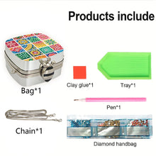 Load image into Gallery viewer, Small Grid Diamond Painting Mirror Bag Rhinestone Jewelry Box for Women (Silver)