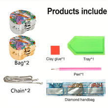 Load image into Gallery viewer, 2Pcs Succulent Diamond Art Storage Case Rhinestone Jewelry Box 5D Diy Coin Purse