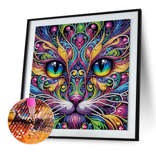 Diamond Painting - Partial Special Shaped - Colorful Cat (30*30CM)