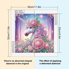 Load image into Gallery viewer, Diamond Painting - Partial Special Shaped - Flower Unicorn (30*30CM)