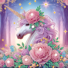 Load image into Gallery viewer, Diamond Painting - Partial Special Shaped - Flower Unicorn (30*30CM)