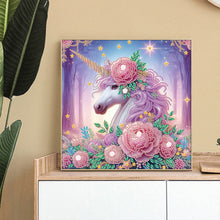Load image into Gallery viewer, Diamond Painting - Partial Special Shaped - Flower Unicorn (30*30CM)