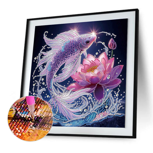 Diamond Painting - Partial Special Shaped - Purple Light Fish (30*30CM)