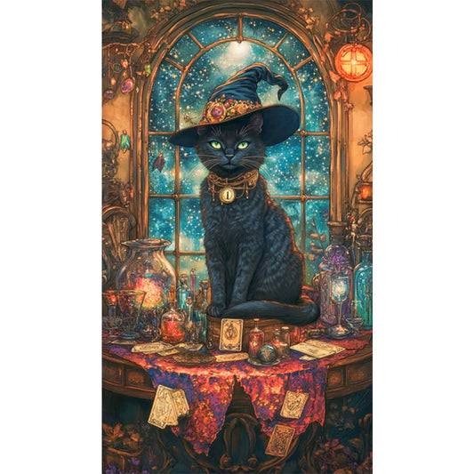 AB Diamond Painting - Full Round - Magic Black Cat (40*70CM)