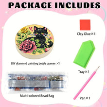 Load image into Gallery viewer, Wooden PET DIY Diamond Painting Magnets Jar Opener Kit Kitchen Tool (Black Cat)