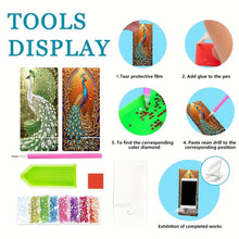 Load image into Gallery viewer, 2Pcs Acrylic DIY Peacock Diamond Painting Phone Holder for Home Office Decor