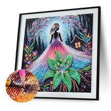 Load image into Gallery viewer, Diamond Painting - Partial Special Shaped - Girl And Flower (30*30CM)