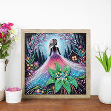 Load image into Gallery viewer, Diamond Painting - Partial Special Shaped - Girl And Flower (30*30CM)