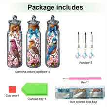 Load image into Gallery viewer, 3Pcs Bird In A Glass Bottle DIY Diamond Painting Bookmark for Reading Enthusiast