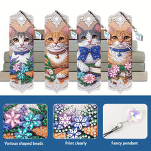 Load image into Gallery viewer, 4Pcs Cat DIY Diamond Painting Bookmark for Reading Enthusiasts Book Lovers