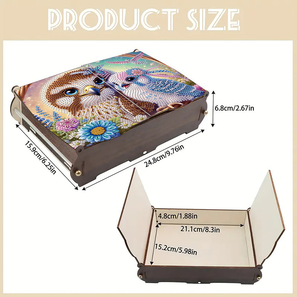 Diamond Painting Storage Box DIY 5D Diamond Painting Jewelry Box (Bird)