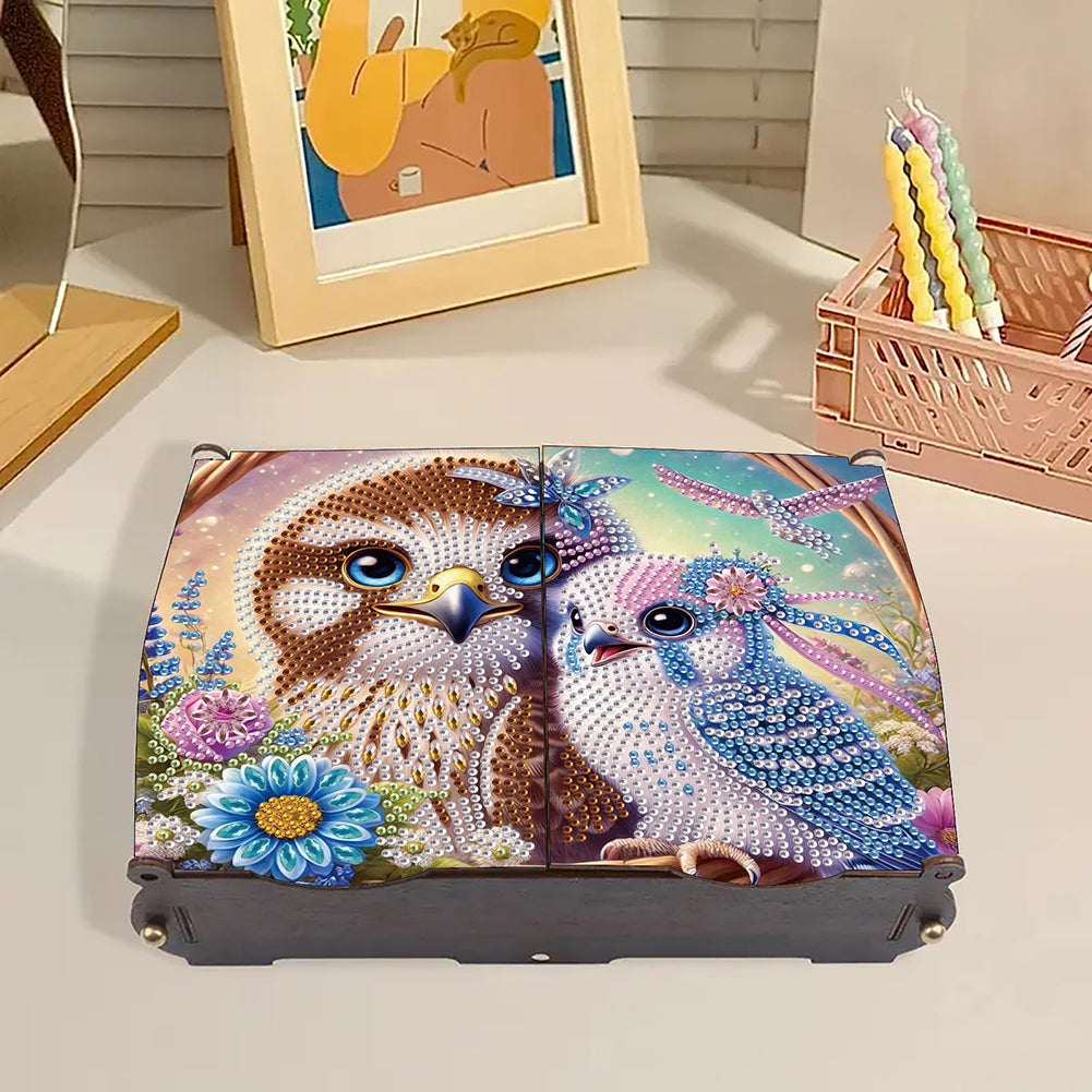 Diamond Painting Storage Box DIY 5D Diamond Painting Jewelry Box (Bird)