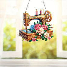 Load image into Gallery viewer, Acrylic DIY Diamond Painting Hanging Pendant Home Decor (Sewing MachineFlower)