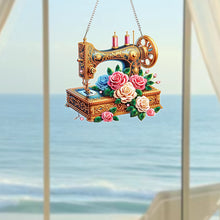 Load image into Gallery viewer, Acrylic DIY Diamond Painting Hanging Pendant Home Decor (Sewing MachineFlower)