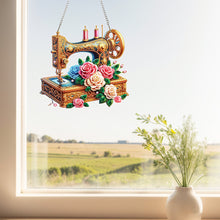 Load image into Gallery viewer, Acrylic DIY Diamond Painting Hanging Pendant Home Decor (Sewing MachineFlower)