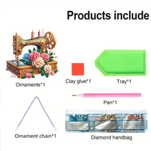 Load image into Gallery viewer, Acrylic DIY Diamond Painting Hanging Pendant Home Decor (Sewing MachineFlower)