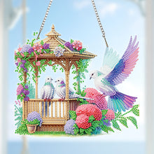 Load image into Gallery viewer, Acrylic 5D DIY Diamond Painting Hanging Pendant for Home Decor (Bird Pavilion)