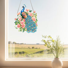 Load image into Gallery viewer, Acrylic 5D DIY Diamond Painting Hanging Pendant for Home Decor (Peacock Roses)
