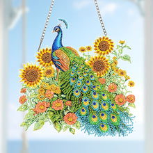 Load image into Gallery viewer, Acrylic 5D DIY Diamond Painting Hanging Pendant Home Decor (Peacock Sunflowers)