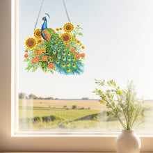 Load image into Gallery viewer, Acrylic 5D DIY Diamond Painting Hanging Pendant Home Decor (Peacock Sunflowers)