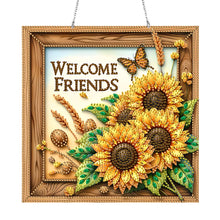 Load image into Gallery viewer, Acrylic 5D DIY Diamond Painting Hanging Pendant for Home Decor (Welcome Friends)