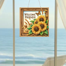 Load image into Gallery viewer, Acrylic 5D DIY Diamond Painting Hanging Pendant for Home Decor (Welcome Friends)