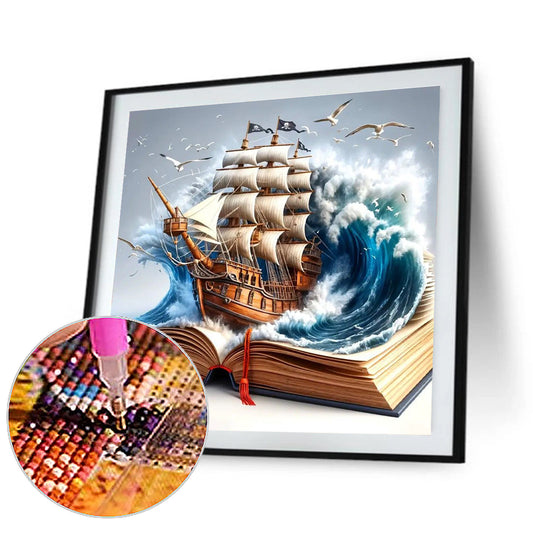 Diamond Painting - Full Round - Sailboat In Book (40*40CM)