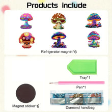Load image into Gallery viewer, 6Pcs Diamond Painting Refrigerator Magnets Diamond Art Kits for Adults(Mushroom)