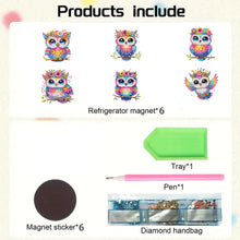 Load image into Gallery viewer, 6Pcs Diamond Painting Refrigerator Magnets Diamond Art Kits for Adults (Owl)